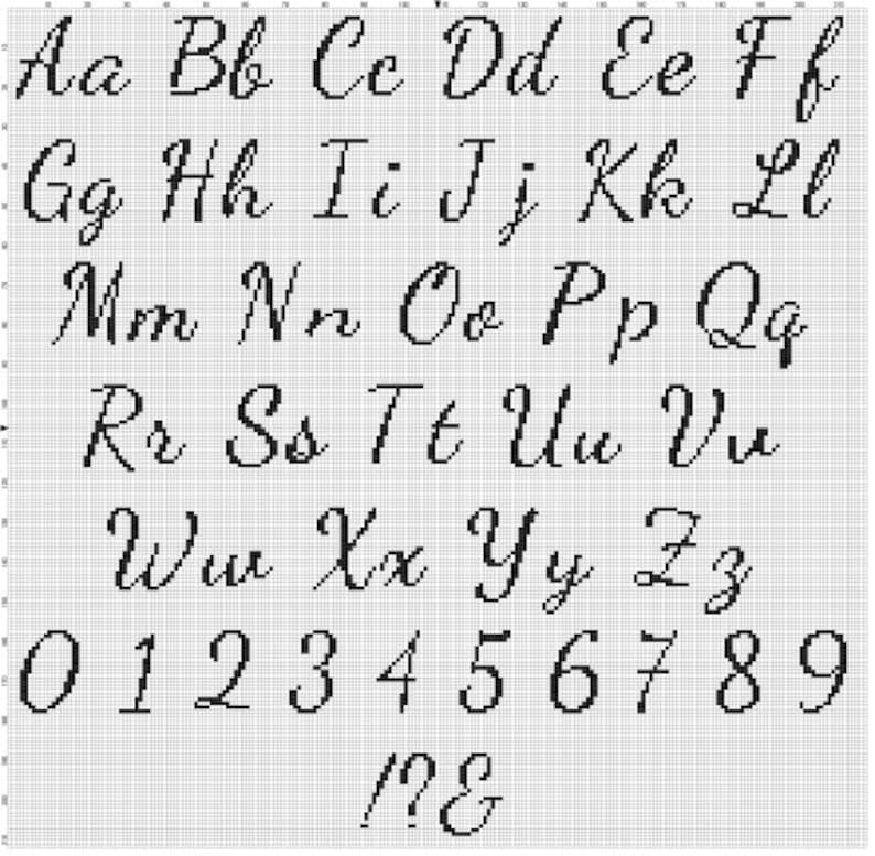 Handwriting Cross Stitch Alphabet Cross Stitch Pattern Font - Etsy