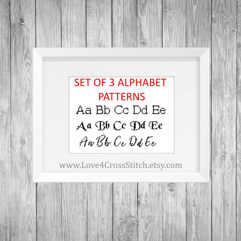 Set of Cross Stitch Alphabet Patterns Cursive Alphabet ...