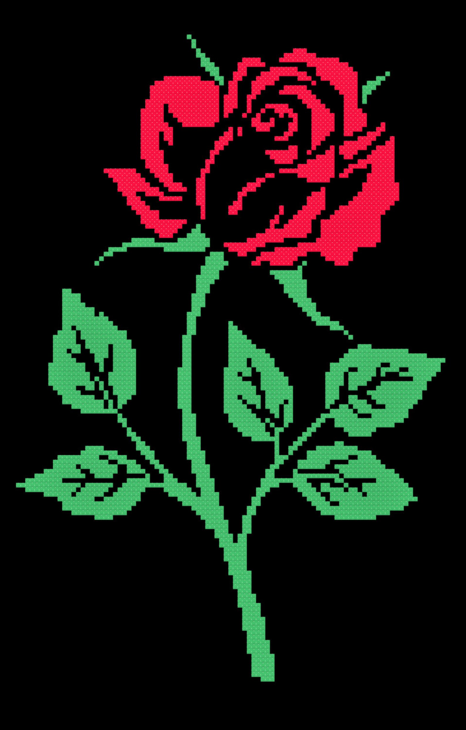 Red Rose Cross Stitch Pattern Modern Mother's Day Cross - Etsy