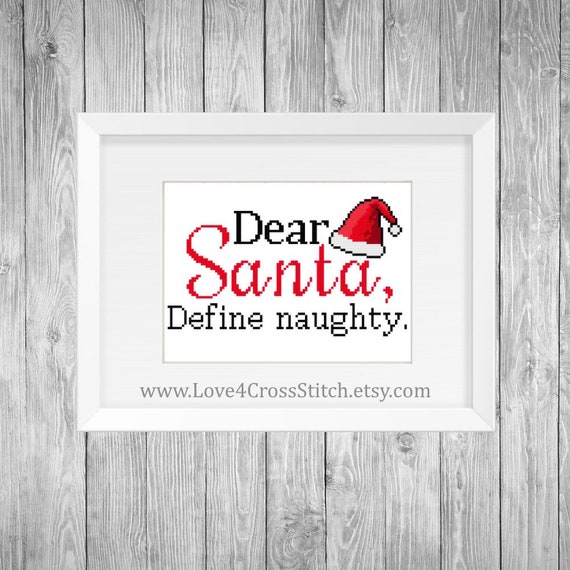 Define Naughty Cross Stitch Pattern Santa Christmas Cross Etsy