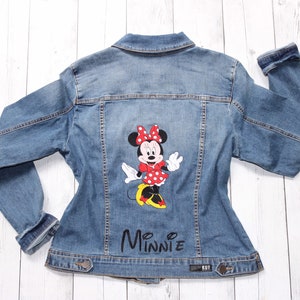 Adult Womens custom Embroidery with crystals, Minnie Mouse, Ladies Disney denim, Womens Minnie mouse,Embroider service