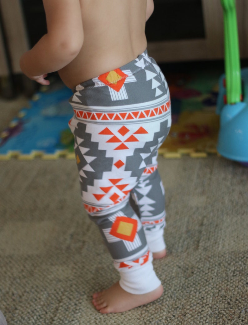 Toddler tribal leggings, girl tribal leggings, orange girl leggings,baby tribal pants, Child tribal legging,Aztec baby leggings image 3