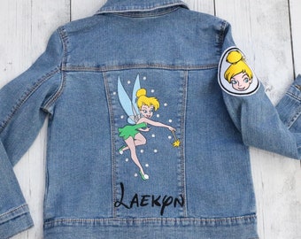 Tinkerbell jacket, Disney Fairy, Peter Pan, Disney jacket,Tinkerbell Toddler, Disney denim outfit, top, Kids Disney denim, girls Tinkerbell,