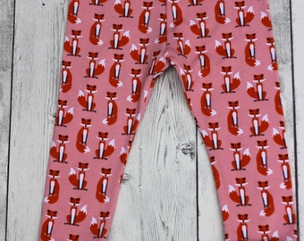 Leggings de algodón para niños pequeños, leggings unisex con zorros, leggings para niños, leggings grises para bebés, leggings con animales para niños, pantalones de género neutro, leggings con zorros para niños