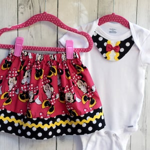 minnie mouse skirt, girl minnie mouse, girl disney outfit, girl disney skirt, minnie mouse onesie, baby minnie mouse, baby disney dress image 1