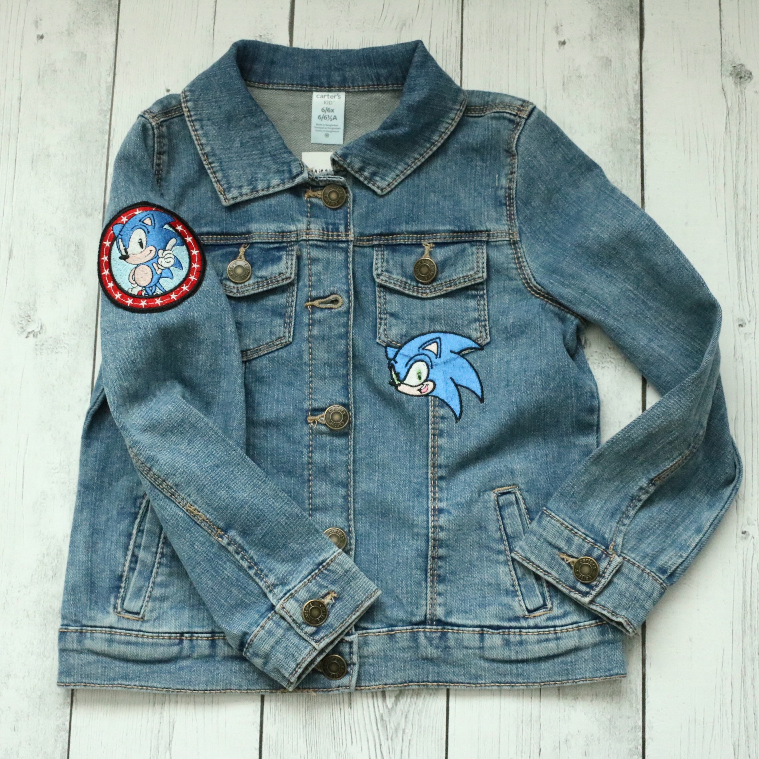 Sega Sonic Embroidered Denim Jacket, Hedgehog Jacket