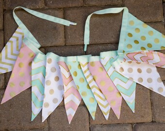 gold chevron bunting, gold dot bunting, blush gold bunting,chevron dot bunting,Nursery Bunting,mint gold banner,baby shower banner,bunting
