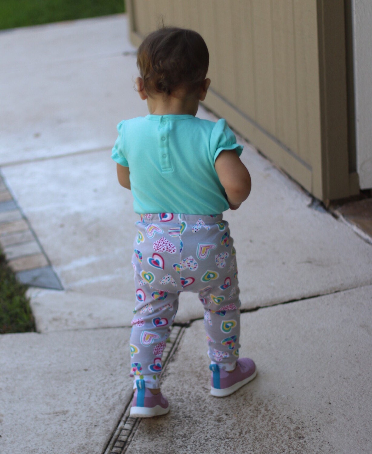 Toddler cotton leggings girls heart leggingsgrey girl Etsy