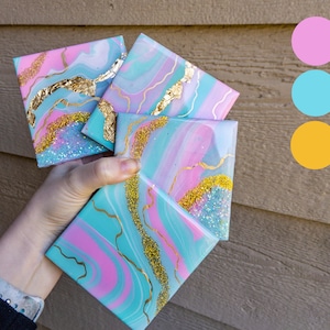 Geode Coasters, Personalized Tile Coaster Set, Modern Geode Resin, Painted  Ceramic Coasters Backed | The Eleanor Set