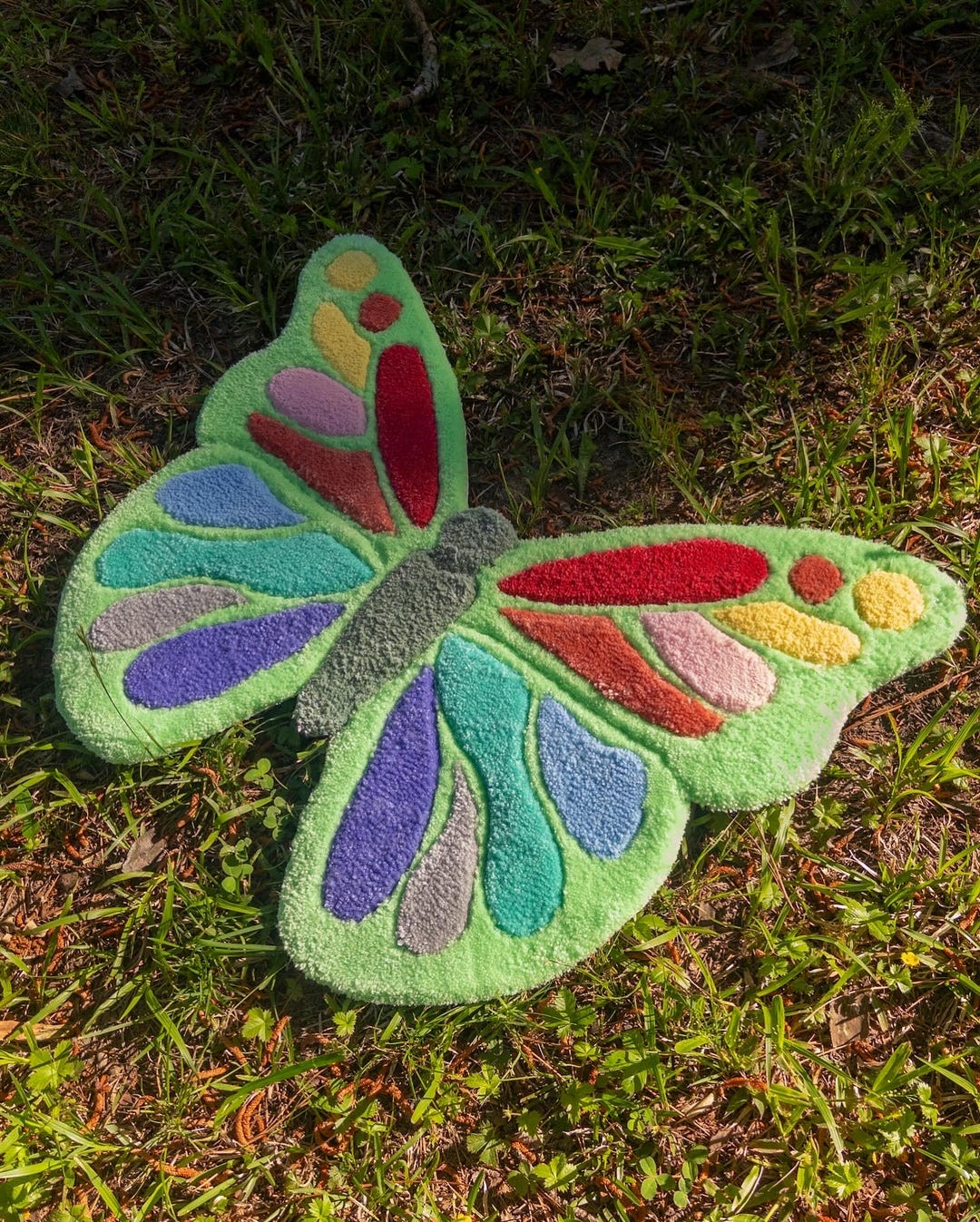 Green Rainbow Butterfly Tufted Rug - Etsy