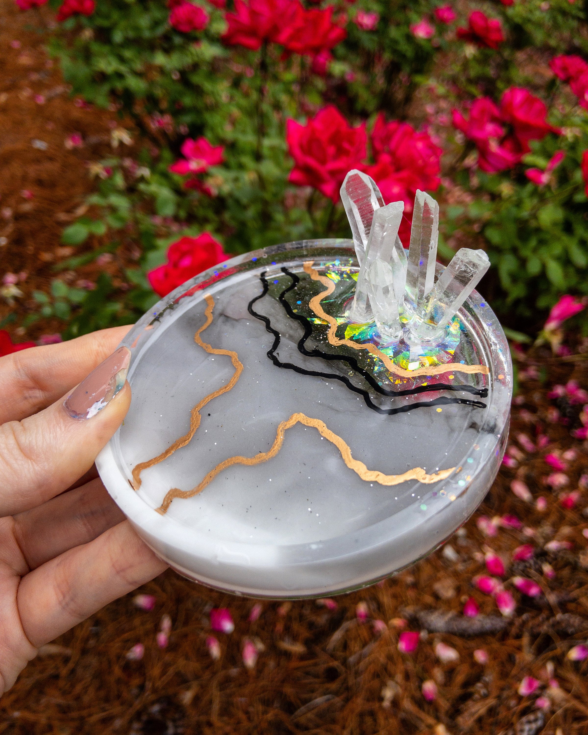 Custom Geode Ring Dish, Crystal Trinket Tray, Resin Dish With