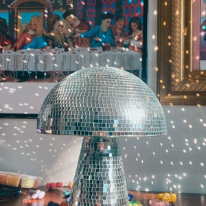 Disco Mushroom, Mirror Ball Party Decor, Silver Disco Tile