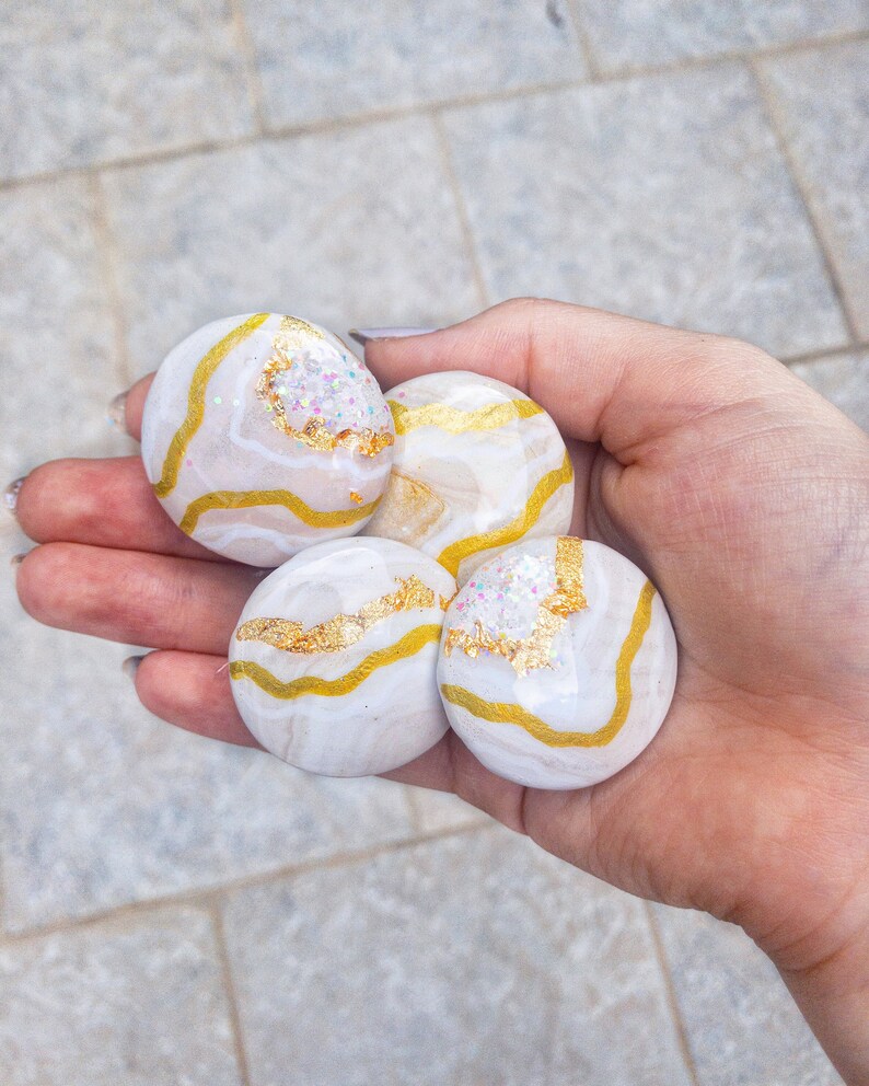 Custom Geode Painted Wooden Drawer Knobs Etsy