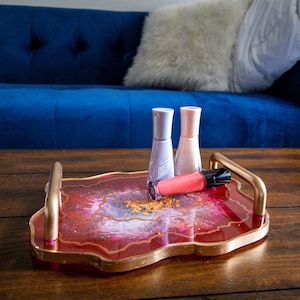 Custom Resin Geode Tray, Agate Slice Coffee Table Tray, Geode Makeup Tray | The Bethany