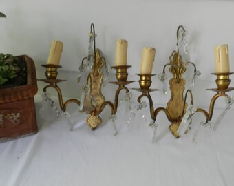 Antique French Sconces with Prisms