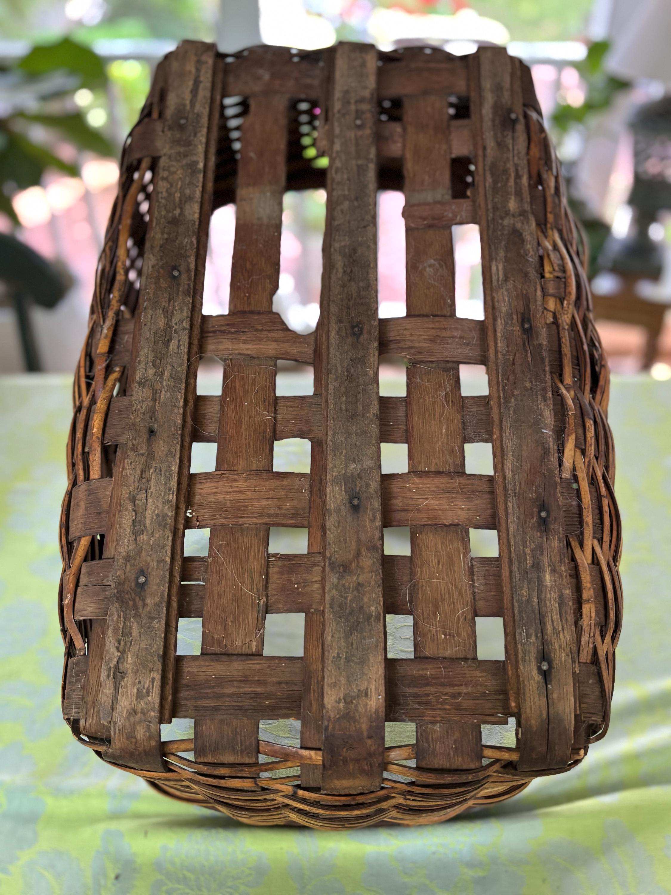 Antique Oak Splint Basket: Handmade Gathering Basket - Etsy