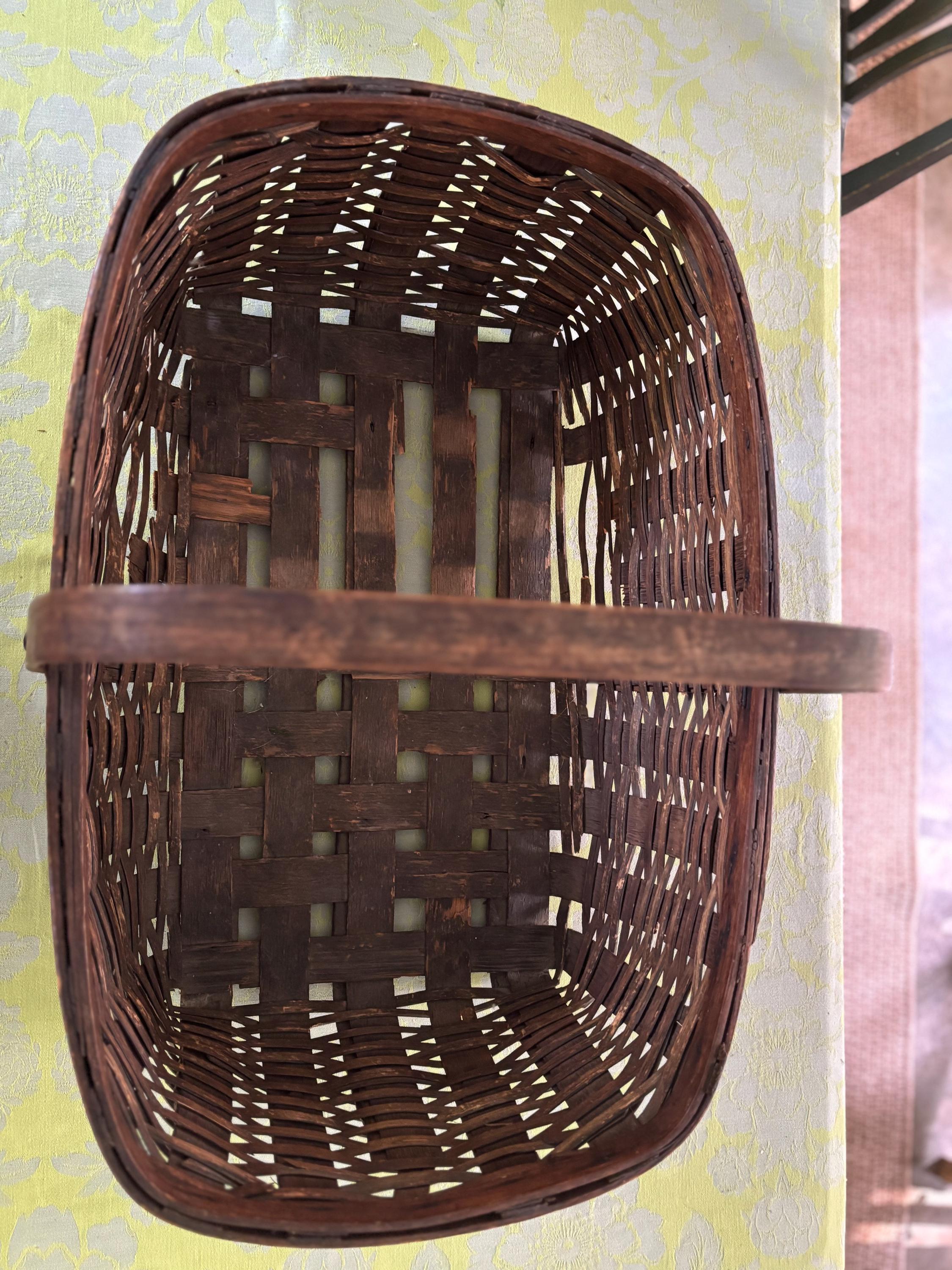 Antique Oak Splint Basket: Handmade Gathering Basket - Etsy