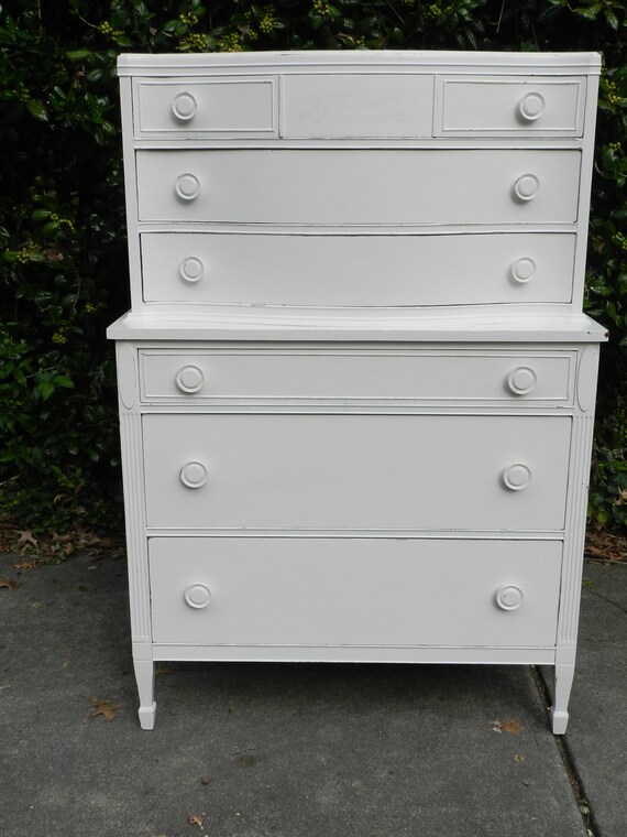 Vintage White Chest On Chest Chest Of Drawers Etsy