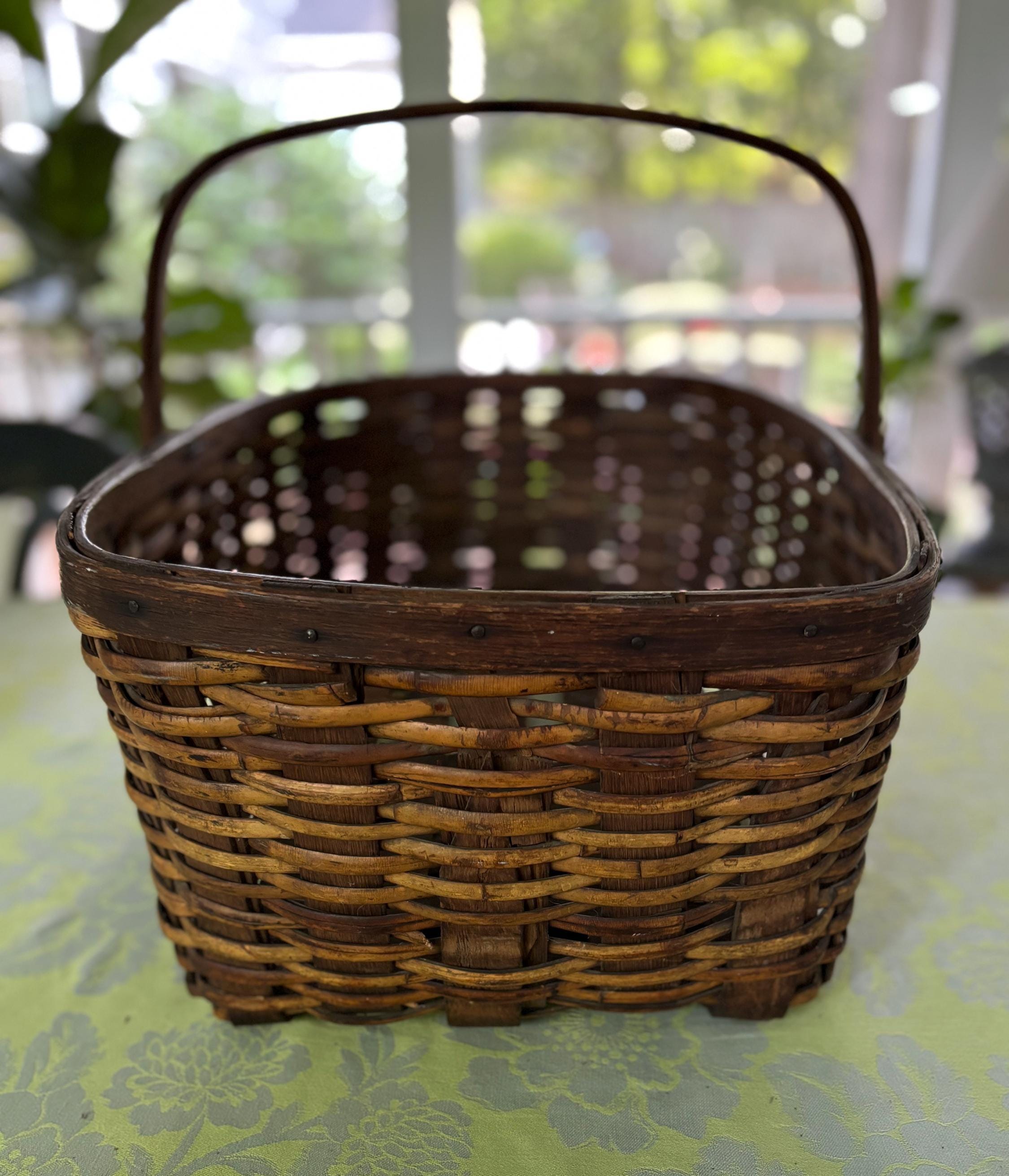 Antique Oak Splint Basket: Handmade Gathering Basket - Etsy