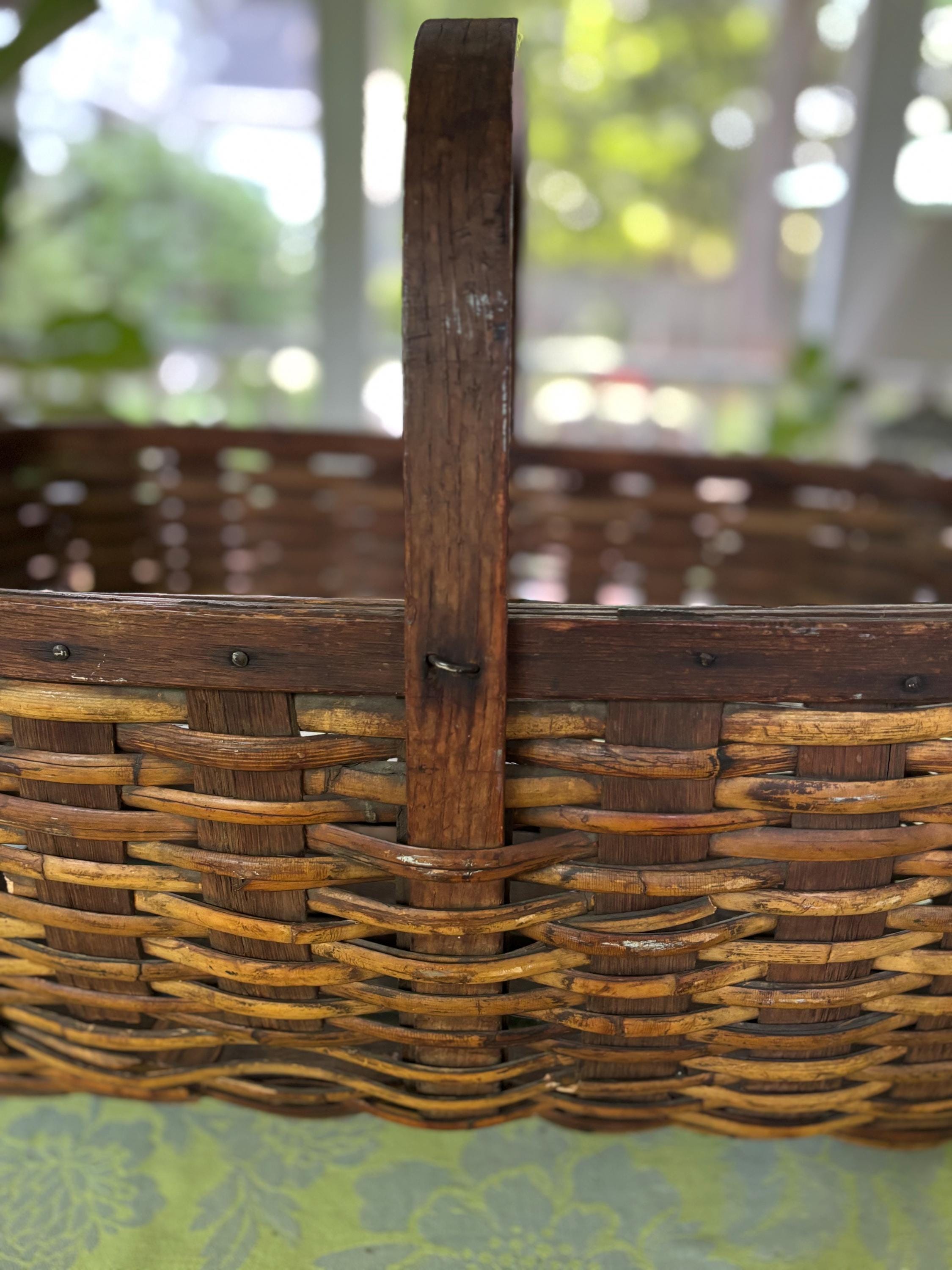 Antique Oak Splint Basket: Handmade Gathering Basket - Etsy