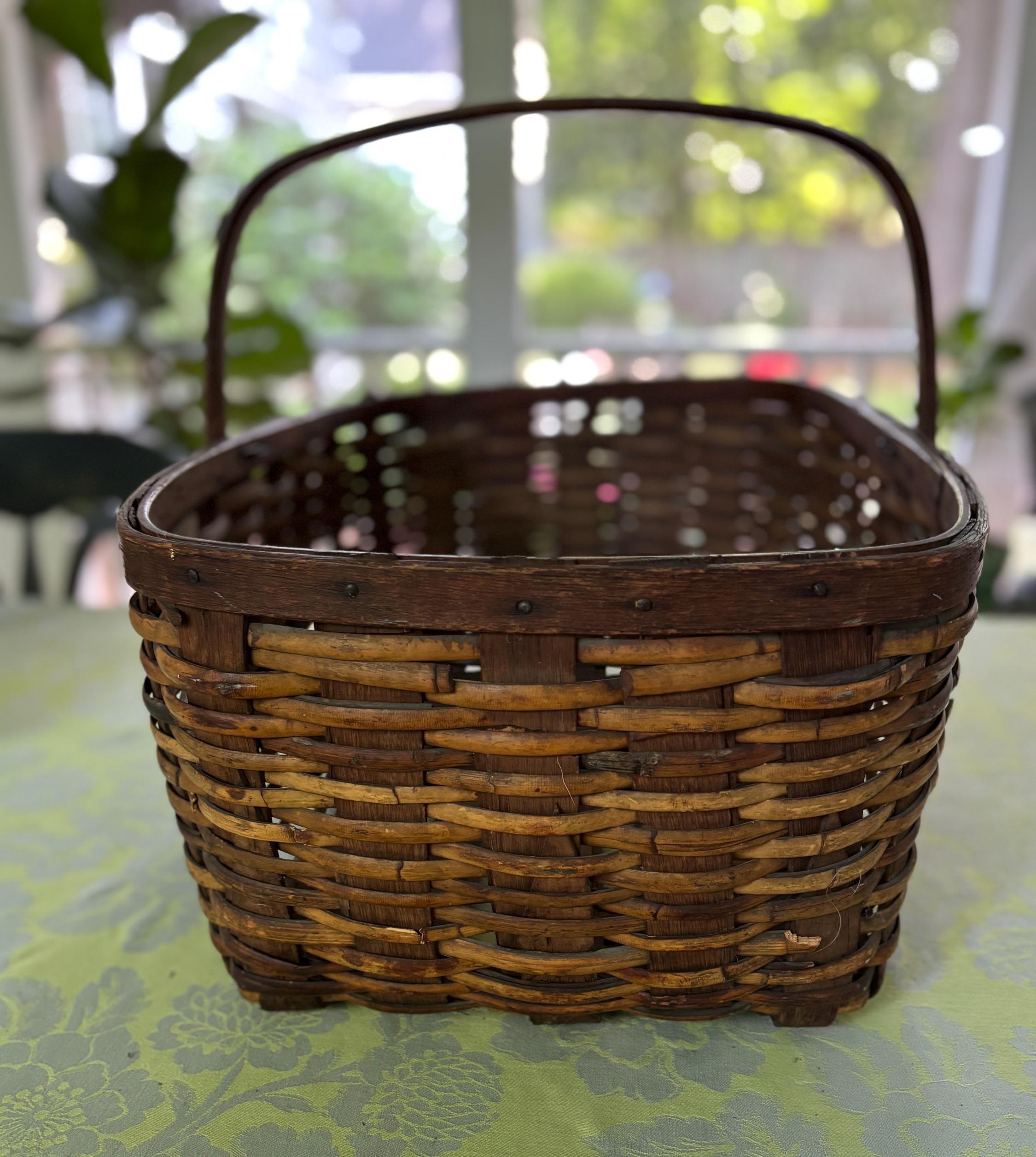 Antique Oak Splint Basket: Handmade Gathering Basket - Etsy