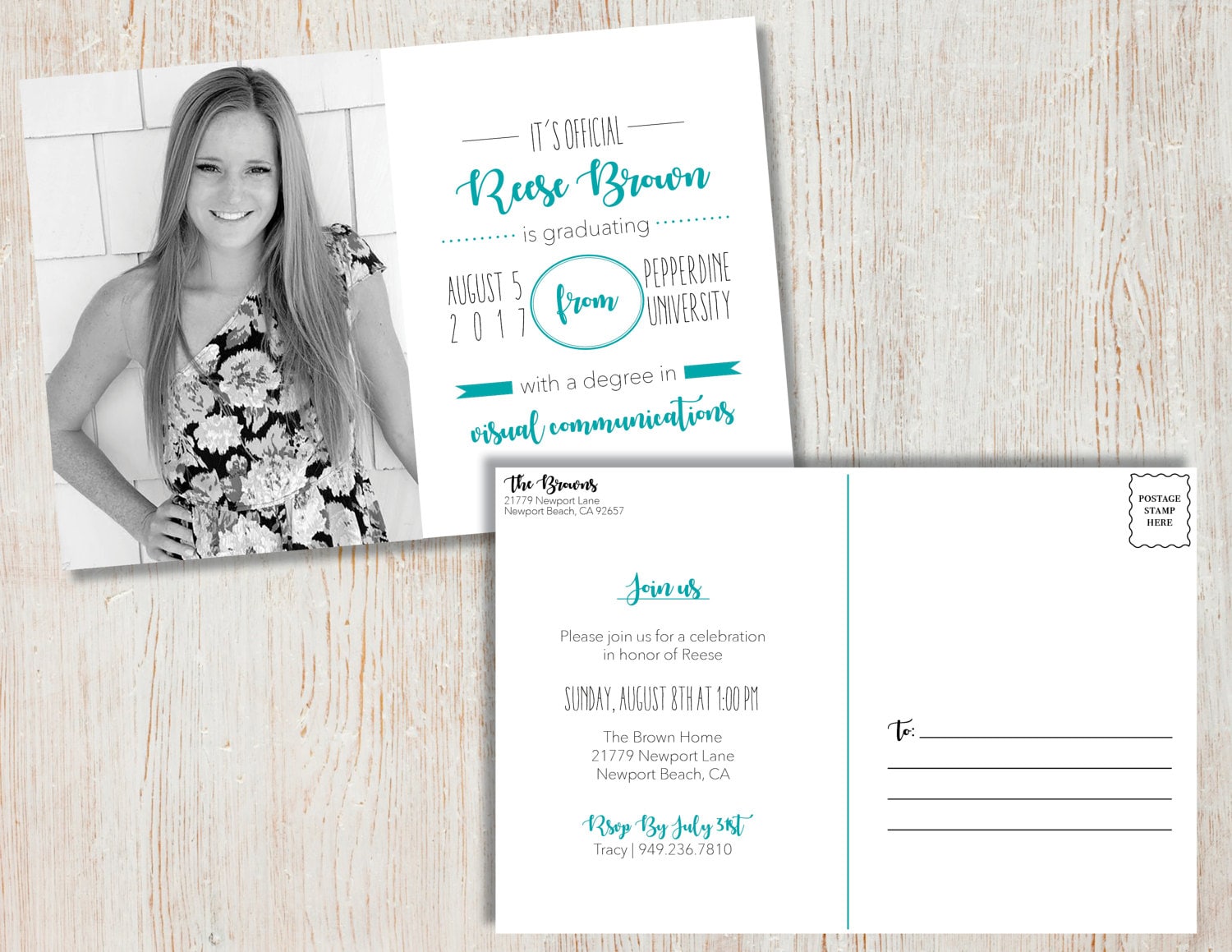 Graduation Announcement Postcard Etsy