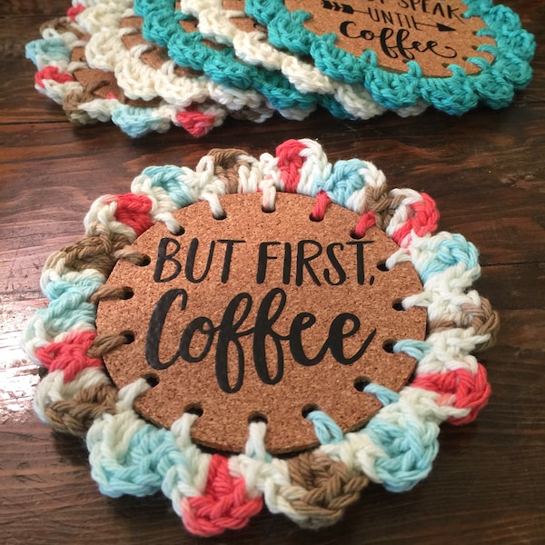 Cork Board Coaster Pattern, DIY Crochet Coasters, Digital Download, Arts and Crafts Coasters