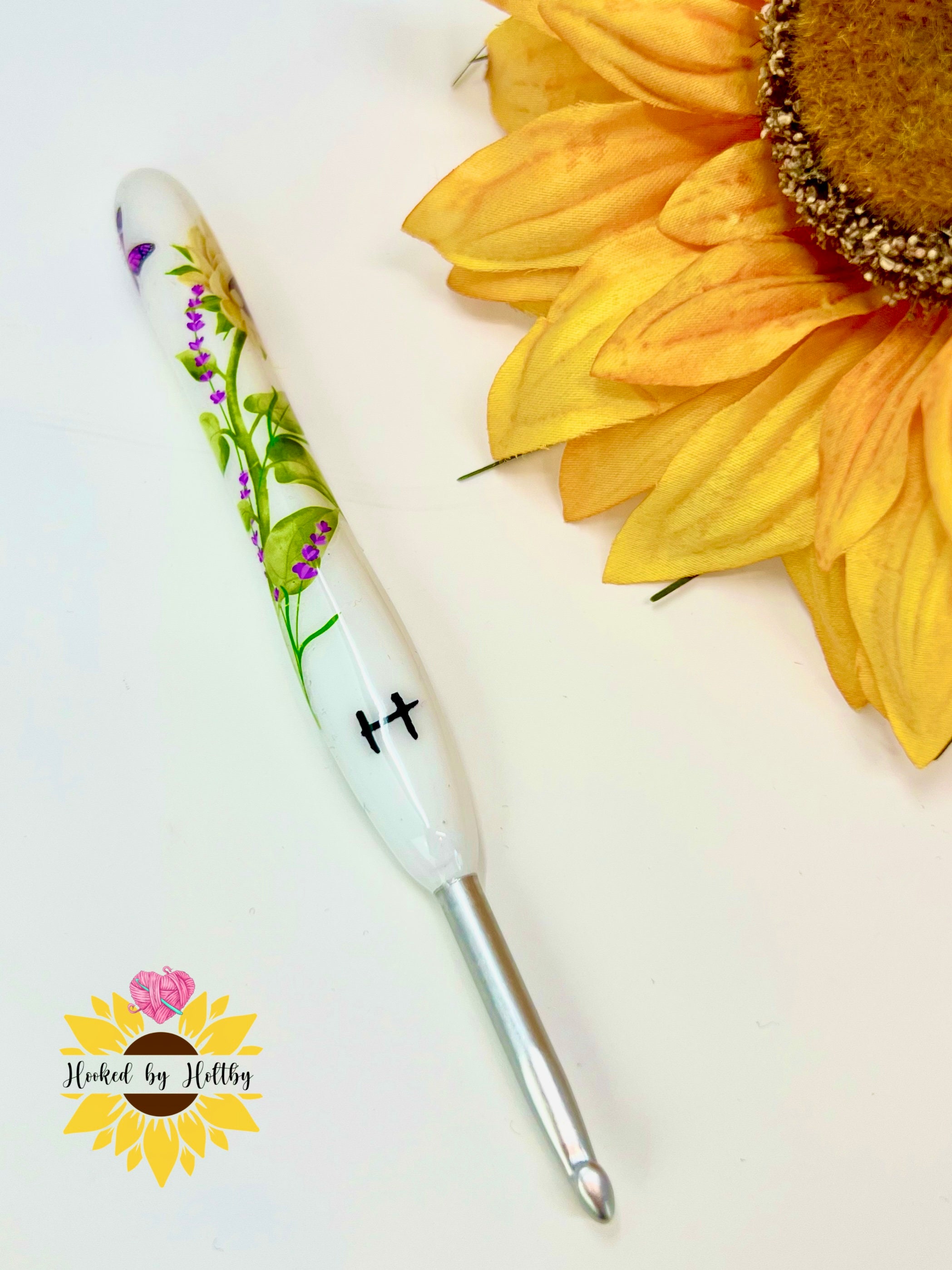 MADE TO ORDER Yellow Butterfly Crochet Hook | Custom Crochet Hooks |  Polymer Clay Crochet Hooks | Cute Crochet Hook | Crochet Hook Grip