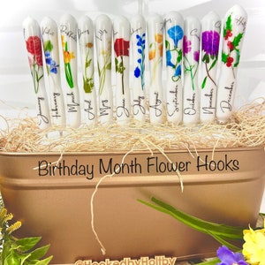 Birth Month Flower Crochet Hooks, Birthday Flower Hooks, Ergonomic Hooks, Hooked by Holtby, Crochet Hooks, Custom Hooks, Resin Hooks