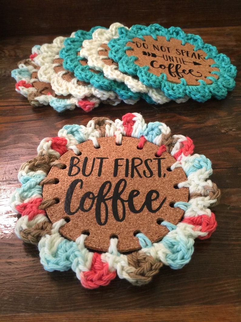 Cork Board Coaster Pattern DIY Crochet Coasters Digital Etsy