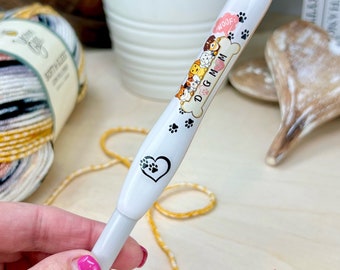 Dog Mom Crochet Hook, Custom Crochet Hook, Designer Hooks, Hooked by Holtby Hooks