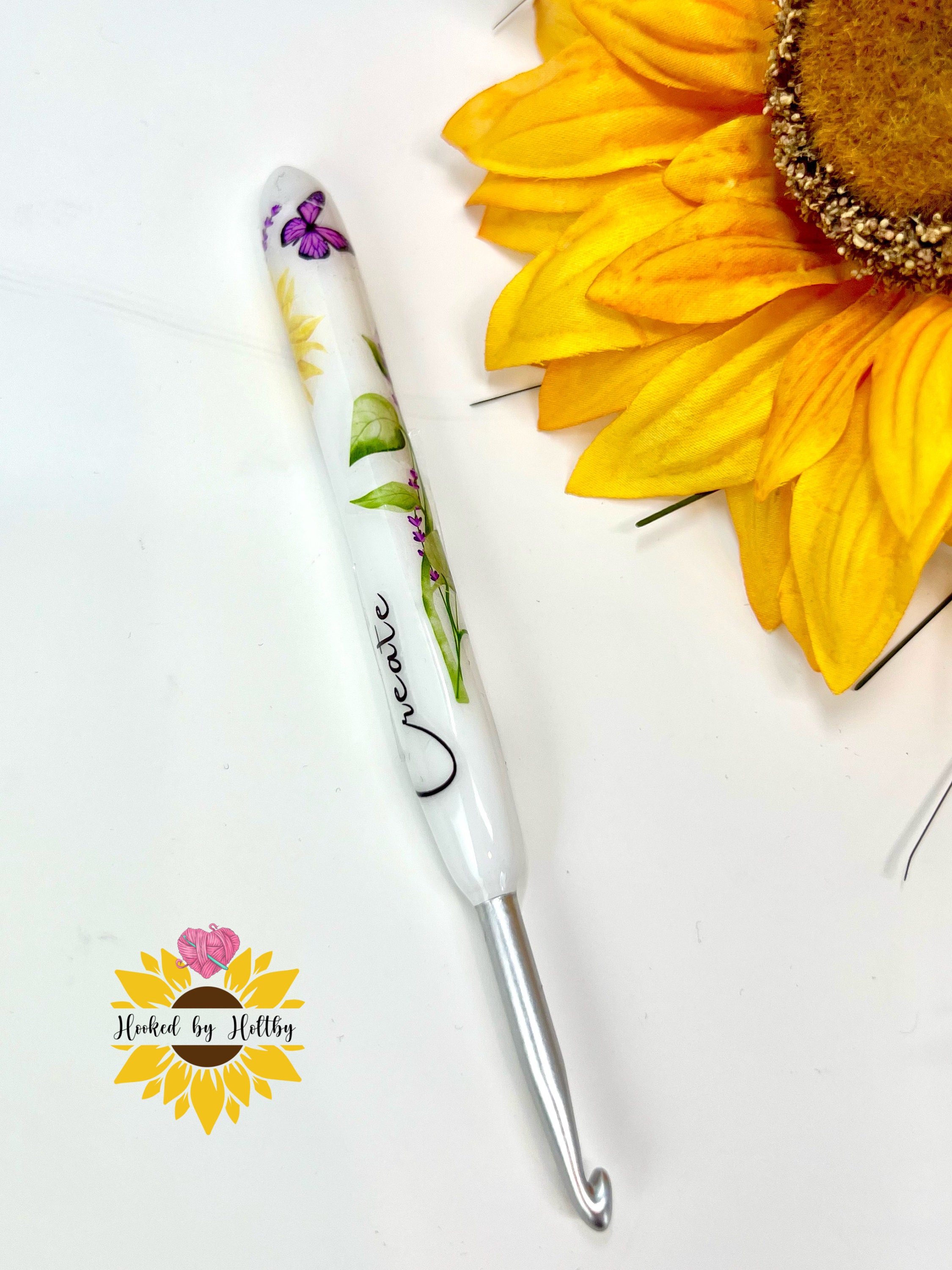 MADE TO ORDER Yellow Butterfly Crochet Hook | Custom Crochet Hooks |  Polymer Clay Crochet Hooks | Cute Crochet Hook | Crochet Hook Grip