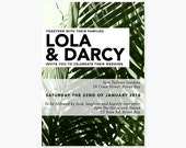 Tropical Wedding Invitation - Digital download/Printable. Modern, contemporary, tropical, garden, destination, palm, green, different