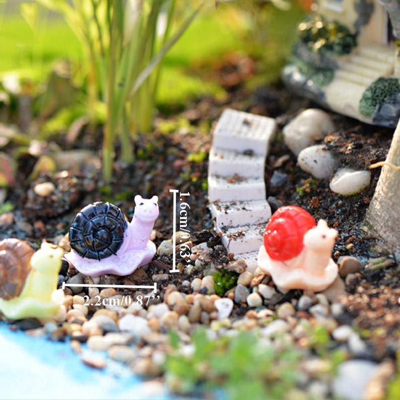 6pcs Snails Resin Crafts Terrarium Figurines Fairy Garden Etsy