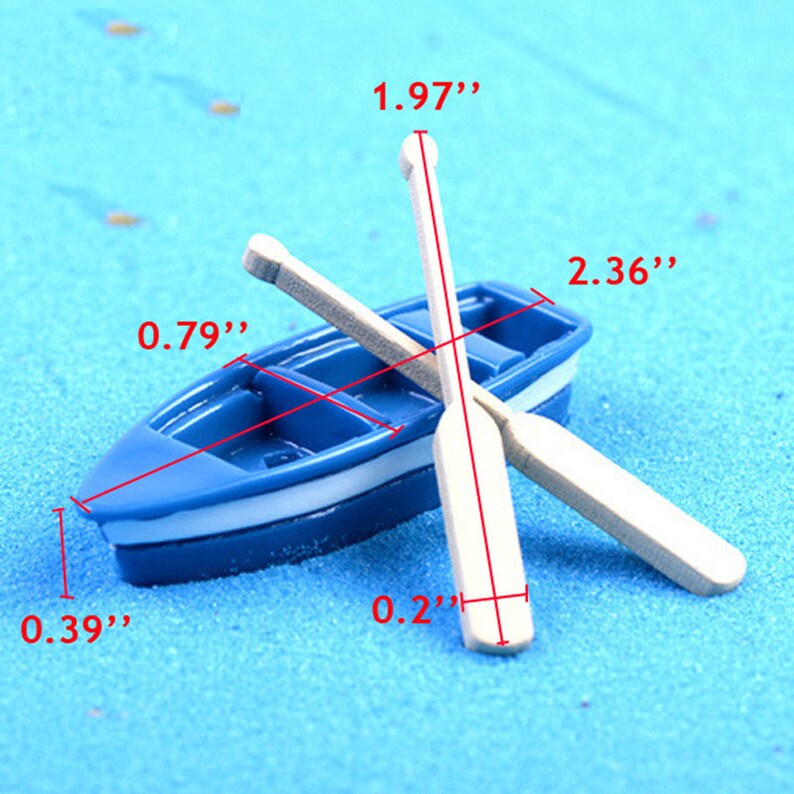 4x Boat + 8x Oars 1 set Terrarium Figurines Fairy Garden Decoration Miniatures Bonsai Tool