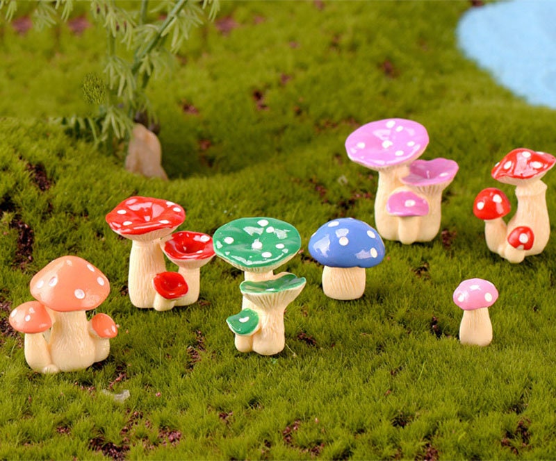 20pcs Mushroom Fairy Garden Miniatures Accessories Resin-Crafts Micro Landscape