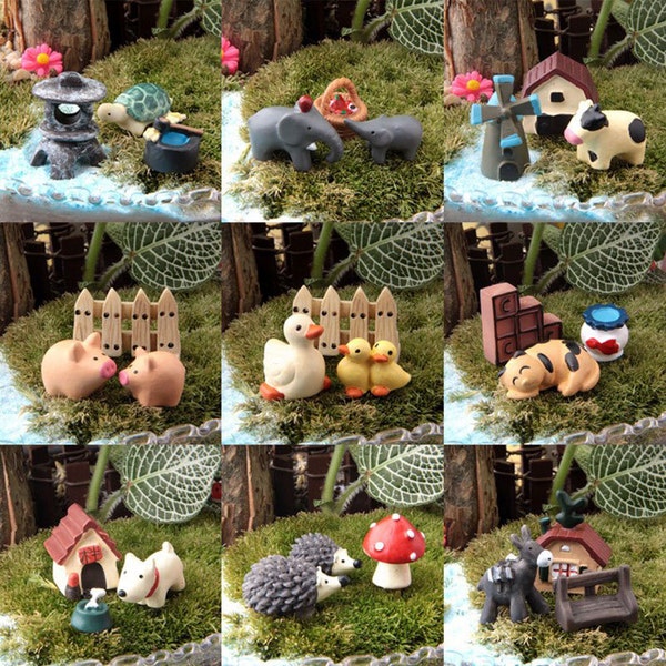 30pcs (10 ensemble Different Animal) accessoires de décoration de maison Bonsai Tools Fairy Garden Miniatures Art Dollhouse Ornements Terrarium Figurines