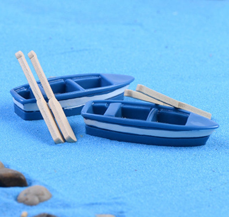 4x Boat + 8x Oars 1 set Terrarium Figurines Fairy Garden Decoration Miniatures Bonsai Tool