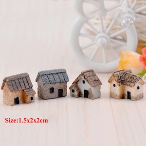 4pcs Mini House Cabin Terrarium Figurines Zakka Fairy Garden Decor Miniatures Bonsai Tools Resin Craft Micro Landscape Home Ornaments Gnomes image 2