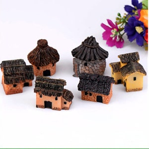 6pcs Mini House Cabin home decoration accessories Bonsai Tools Fairy Garden Miniatures Micro Landscape Gnomes Ornament Terrarium Figurines