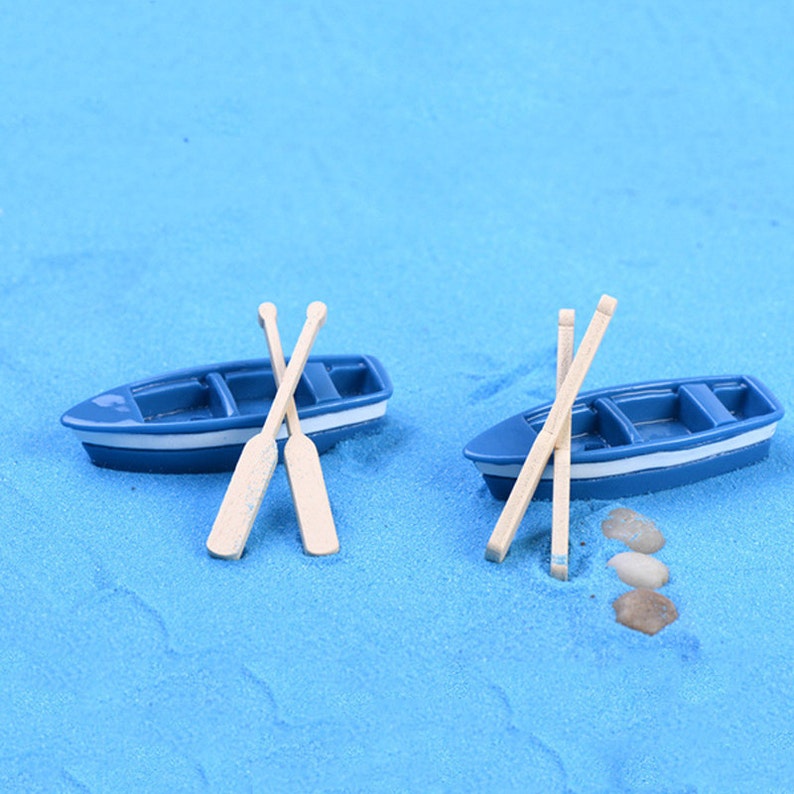 4x Boat + 8x Oars 1 set Terrarium Figurines Fairy Garden Decoration Miniatures Bonsai Tool