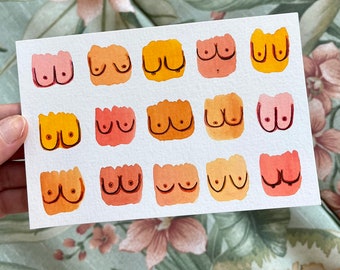 Boobs 4x6” Watercolor