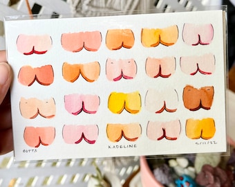Butts 4x6” - Original Watercolor Painting