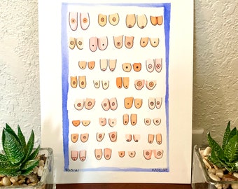 Watercolor Boobs - Original Watercolor & Ink