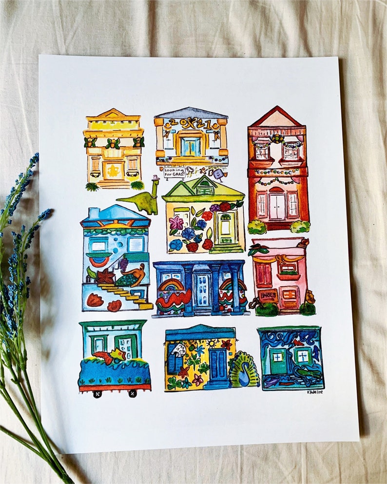 New Orleans Houses Mardi Gras House Float Print image 1