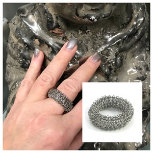 finger knitted stainless steel wire ring