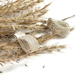 double wire crochet silver colored earrings