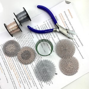 wire crochet tutorial set - German language - beginner & advanced - flower/disc - single and double crochet