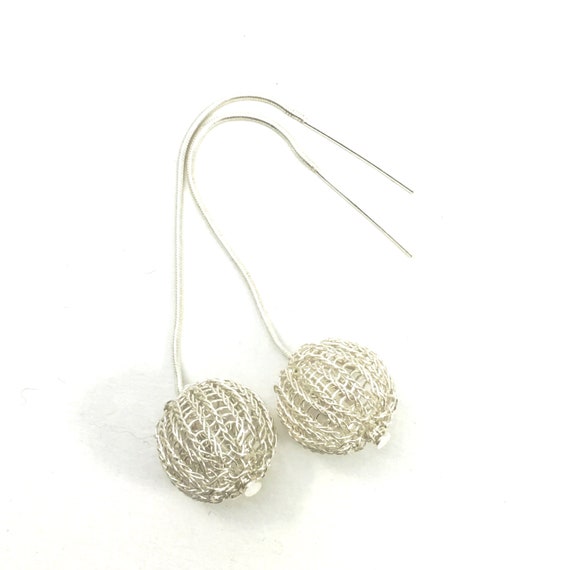 Sterling Silver Wire Crochet BUBBLE-EARRINGS