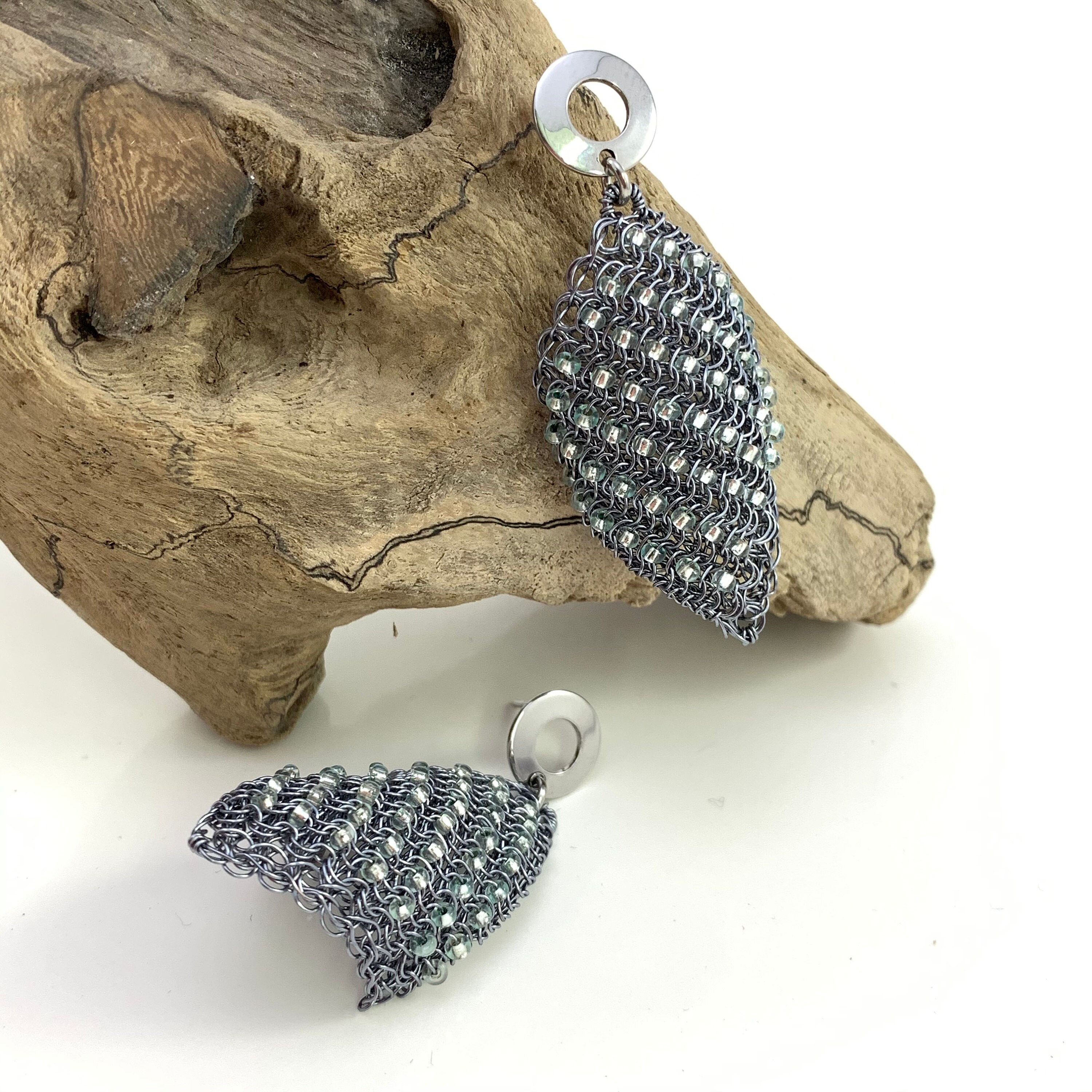 Hand Made Double Wire Crochet Graphite Colored EARRINGS With Etsy UK